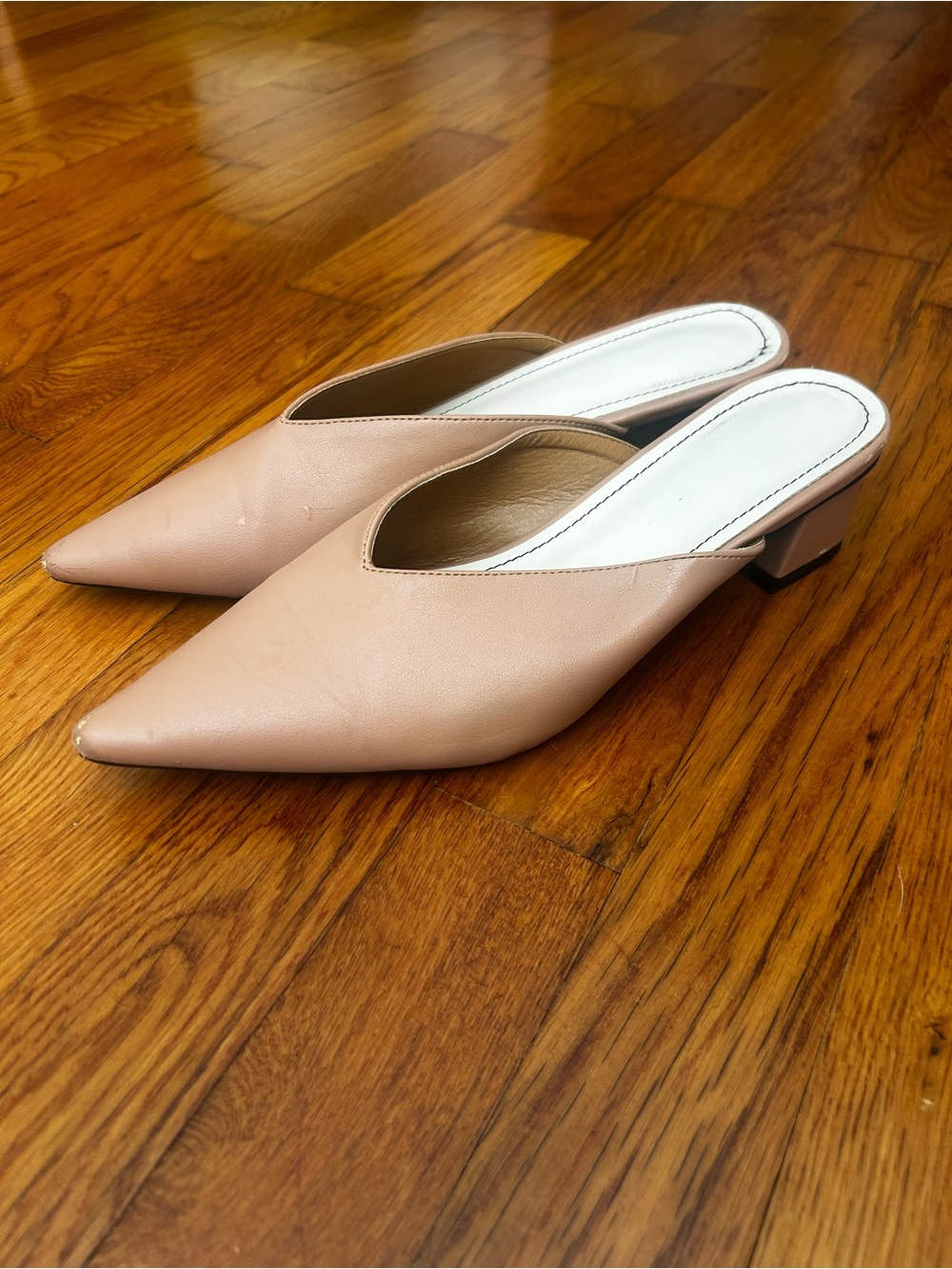 Nude Pointed-Toe Slip-On Mules